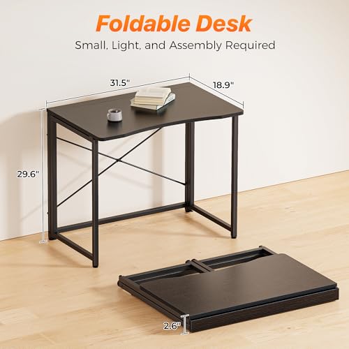 Image of Huuger Folding Desk for Small Spaces, 31.5 Inch Foldable Computer Table