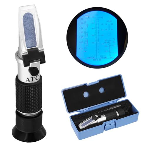 QWORK® 4-in-1 Frostschutz Refraktometer, Ethylen- und Propylenglykol-Kühlmitteltester mit Batteriesäuremessung, für Auto, Industrie