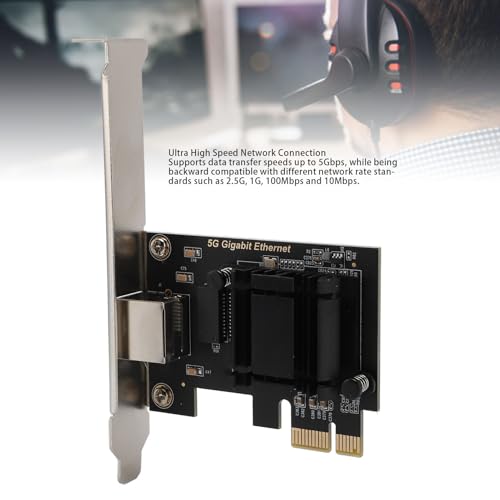 Tarjeta de Red PCIe 5 Gbps, Adaptador de Red PCIe a RJ45, Tarjeta NIC PCIe de Alta Velocidad para Windows 10 y 11, Linux, Interfaz PCIe x1 3.1 miniatura 4