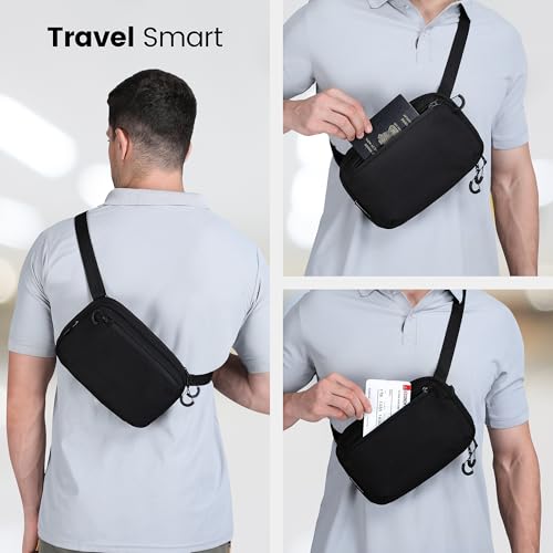 Image of URBAN WOLF Travel Sling - Anti-Theft Travel Crossbody Sling Bag for Men & Women | Water-Resistant Chest Pack, Mobile & Passport Shoulder Bag for Daily & Travel Use - Black
