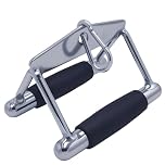 Deluxe LAT Pull Down Bar, Strength Training Deluxe Single Double D Handle Tricep Rope, V-Shaped Rotating Straight Press Down Bar for Weight Workout, Cable Machine Accessories (Rubber)