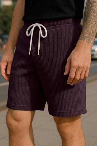 Image of Vogaan Men's Casual Slim Fit Shorts | Stylish Above Knee Shorts with Elastic Waist & Side Pockets Summer Wear for Gym Lounge Travel & Outdoor
