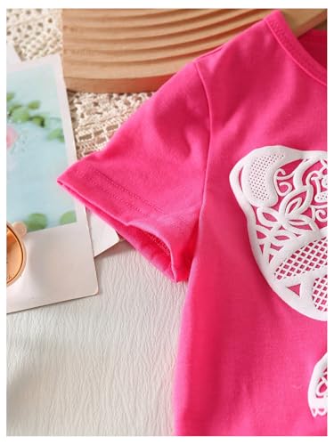 Verdusa Toddler Girl's Cute Bow Tops Coquette Round Neck Graphic Tees Summer T Shirt4