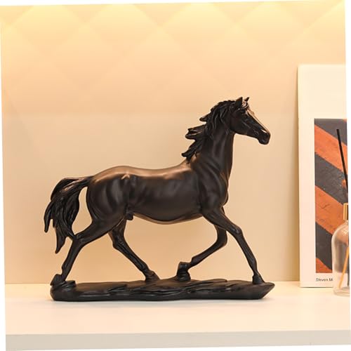 Estatua moderna de caballo negro para decoración de estante miniatura 5
