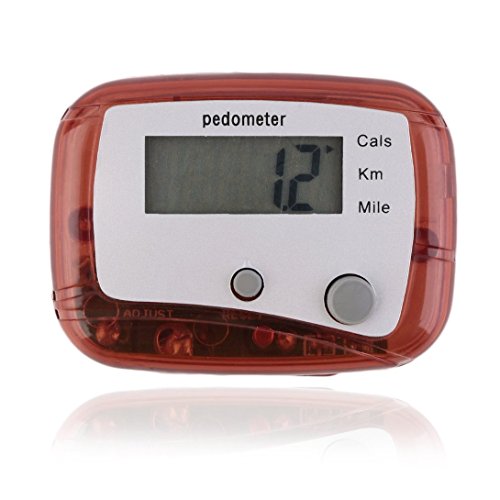 Relógio Pedômetro Digital Clip Contador Passos Cor Vermelho Transparente Distância Calorias Km Corri