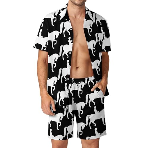 Tenue homme motif cavalier et cheval de dressage pour rester élégant et frais en été