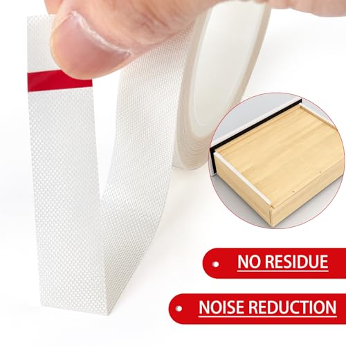 Image of Low Friction Drawer Slide Tape - 2 Rolls 1 /2 inch x33FT, Squeak Resistant & Abrasion Resistance Surface Protection Tape for Furniture, Tools,Wood,Drawer,Cabinet,Curtain(White)