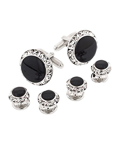 Set de Mancuernillas y Puntas de Tuxedo Formal en Plata miniatura 1