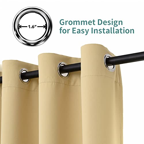Image of IVAZA Living Room Bedroom Room Darkening Thermal Insulated Polyester Solid Blackout Curtain Noise Reducation Door Curtain 7 feet Set of 1(Beige)