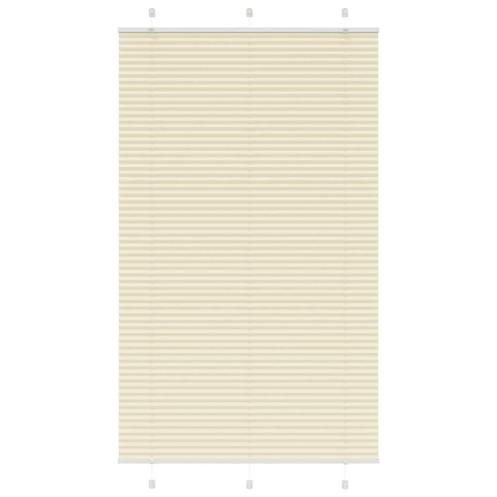 Estor plisado crema 110 x 200 cm, protección visual sin agujeros, 100% poliéster, protección solar para ventanas, balcón, baño y oficina