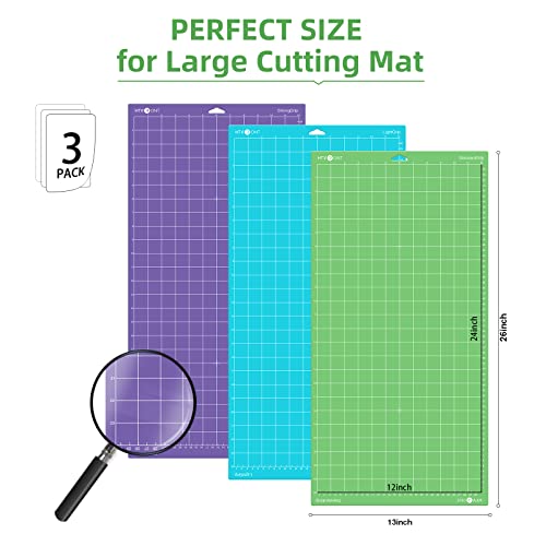 Image of HTVRONT Cutting Mat, 3 Pack Cutting Mat 12x24(Standard, Light, StrongGrip) Compatible with Cricut Maker 3 /Maker 4 /Maker /Explore 3 /4 /Air 2 /One, Variety Adhesive Sticky Cutting Mats Accessories