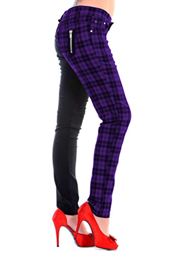 Pantalon Slim à Carreaux Tartan Anti-Déformation Style Emo Mode Alternative Chic