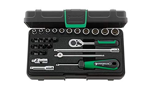 Stahlwille 96011306 Steckschlüsselgarnitur 29-teilig im robusten, stapelbaren ABS-Kunststoffkasten