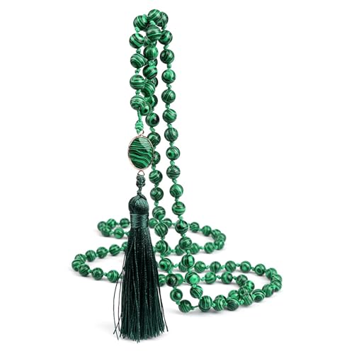 Bracelet de Perles 8mm en Malachite et Turquoise Naturelle Elastique pour Homme et Femme
