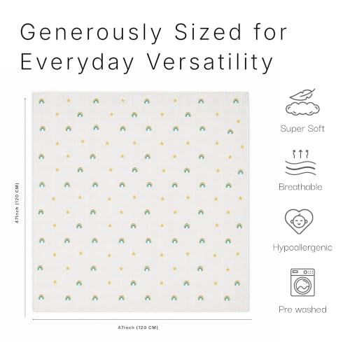 Image of Salt Earth GOTS Certified 100% Organic Cotton 2-Layered Swaddle Baby Blanket, 4 Pack, 47 inchx47 inch Receiving Blankets for Swaddling, Wrap for Boy & Girl, Newborn Baby Essentials, Registry(Solids & Rainbow)