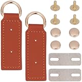 CABODYALS 1 caja de 2 juegos de Correas de Cuero Sintético de PU Marrón para Bolso, Hebillas Rectangulares de Cuero, Clip de Suspensión Lateral para Bolso con Hebillas de Anilla En D Doradas para Bols