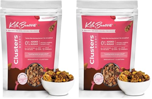 Image of KILOBEATERS High Protein Berry Breakfast Clusters for Fitness Enthusiasts And Weight Watchers, Zero Sugar & Zero Preservative - (1 Kg, Pack of 2)