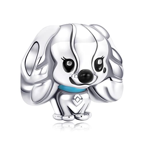 Lady And The Tramp Charms 925 Sterling Silver Lovely Dog with Enamel for Bracelets
