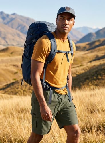 Image of JMIERR Men's Casual Stretch Cargo Shorts | Drawstring Elastic Waist, Multi Pockets, Summer Work Short, Classic