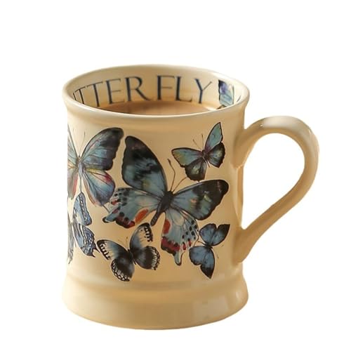 CAPIJIONG Taza de cerámica con diseño de mariposa azul de 350 ml
