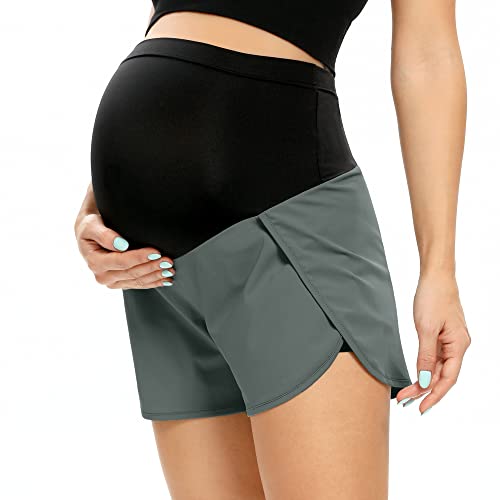 Image of AMPOSH Women's Maternity Shorts Underbelly Stretchy Workout Pregnancy Pajama Shorts