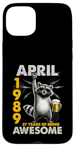 37th Birthday Raccoon Beer April 1989 Vintage 37 Years Old �X�}�z�P�[�X iPhone 15 Plus �p