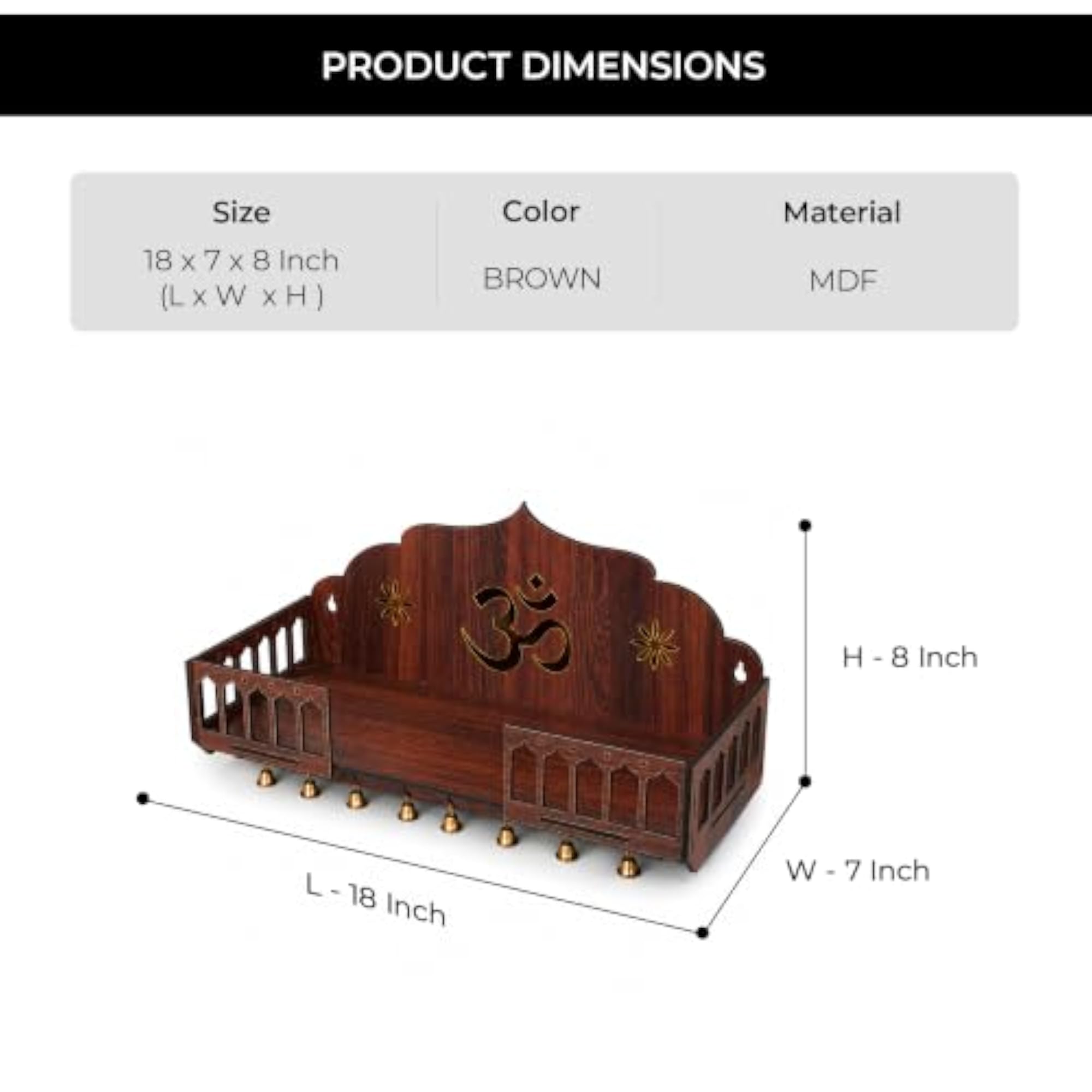 Traditional Balcony Style Wooden Mandir Wall Mounted Pooja Mandir
