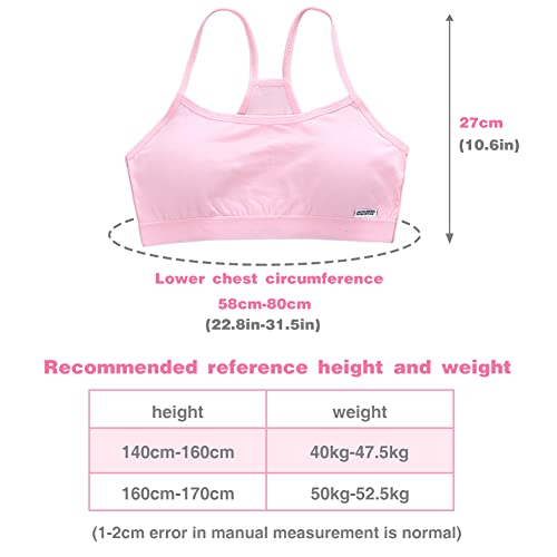 4 Pack Girls' Bralette, Racerback Padded Strappy Bra with Removable Pads Cotton Seamless Sports Cotton Bra - Pattern 12