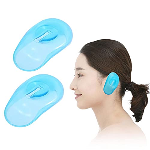 Silicone Clair Oreille Couverture, 1pair Hair Dye Shield Protect Guard Ear Salon, Bouclier étanche Anti Earmuffs pour Les Cheveux Coloration Dye, Douche, Bain (Bleu) Cover
