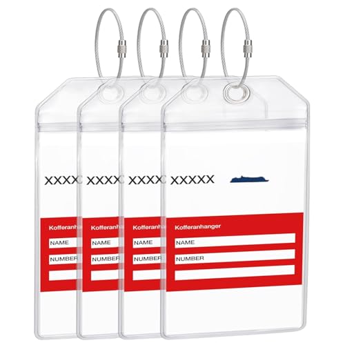 Yizhet 4 Stück Kofferanhänger für Kreuzfahrten Kreuzfahrt Gepäckanhänger für Aida Transparente Gepäckanhänger mit Verschraubbaren Metallbändern Wasserfest 19cm x 11cm