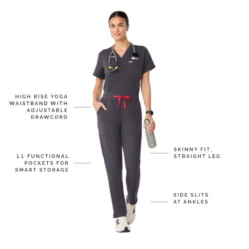 Image of FIGS YOLA High Waisted Skinny Scrub Pants for Women - 11 Pockets, 4-Way Stretch, Yoga Waistband