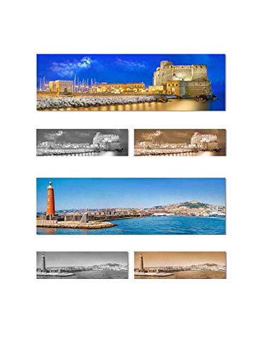 Impression sur toile Napoli panorama Vesuvio déco murale salon cadre bois 40x100