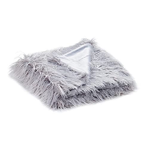 Home Soft Things Mongolian Fluffy Faux Fur Throw, Silver Cloud, 50" X 60", Decorative Throw For Bedroom Living Room Warm Plush Shaggy Throw Blankets For Bed Couch Sofa Chair Pets, Gift, Home Décor #TOP6