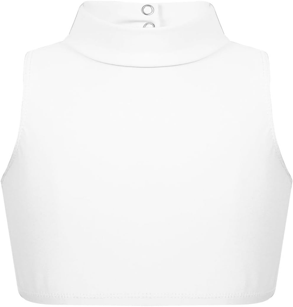 Kids Girls Sleeveless Mock Neck Crop Top Strappy Back Workout Sports Vest Gymnastics Dance Tops