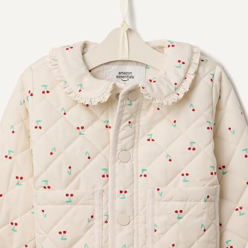 Image of Amazon Essentials x Sofia Grainge Toddler and Baby Girls' Midweight Quilted Field Jacket with Ruffle