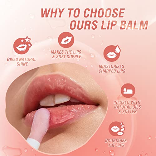 Bangfeng Big Brush Head Hydrating Lip Glow Oil Plumping Lip Tint, Hydrating Lip Gloss Tinted Lip Balm Transparent Lip Care, Long Lasting Moisturizing Non-Sticky Fresh Shiny Texture Lip Oil - Strawberry (Pink) #TOP4