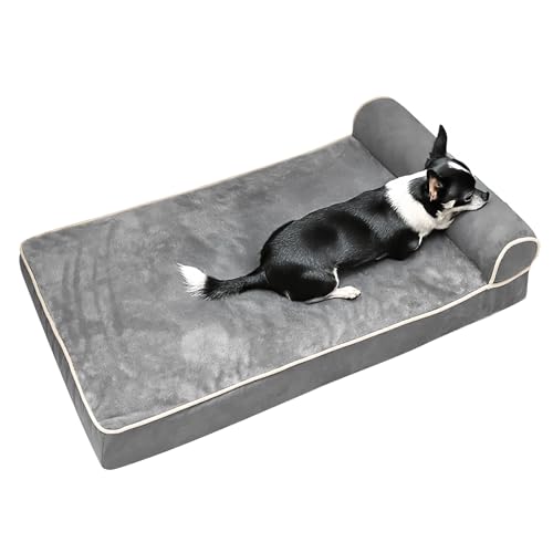 Imagen de Cama Ortopédica para Perros Grande,100cm*60cm,Cama para Perro con Espuma Viscoelástica de Recuperación Lenta y Funda extraíble y Suave Piel sintética,Fondo Antideslizante