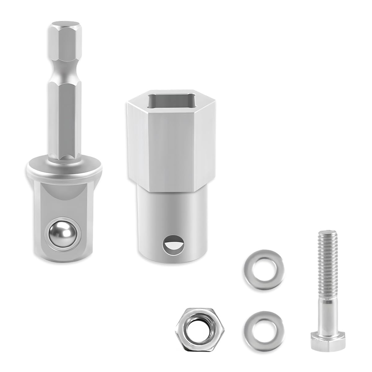 povtii Trailer Jack Drill Adapter, Stainless Steel Cordless Drill Adapter Kit with 1/2 Inch Socket Adapter, Top Wind Trailer Jack Crank Handle Cordless Drill Adapter Replacement