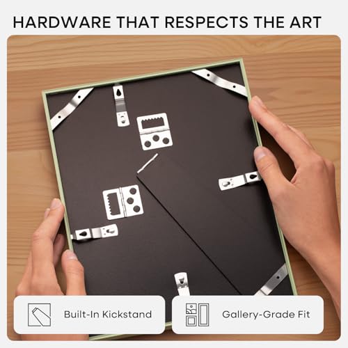 Image of Homeforia 6x6 Green Picture Frame, High-End Metal, 4x4 Mat, Glass | High End Aluminum, Tempered Glass, Acid-Free 4x4 Removable Mat, 6x6 in Edge-to-Edge Display 6x6, Wall Kit, Set Of 1