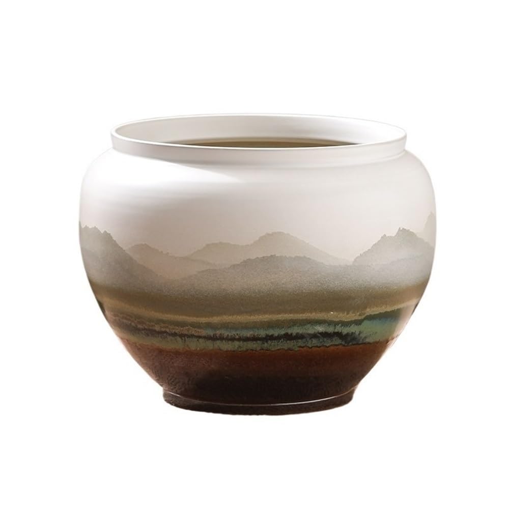 Z4T8M2K6G5 Indoor Plant Pots Vintage Floor Ceiling Potted Pot Simple Jingdezhen Ceramic Flowerpot, Chinese Classical Floral Ware Landscape Painting Decoration Garden Planters