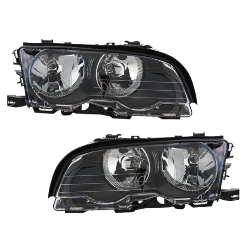 Image of TRQ 2 Piece Headlight Assembly Set Driver & Passenger Side Compatible with 2000 BMW 323Ci 1999 323i 2001 325Ci 328Ci 330Ci M3 BM2502112 BM2503112
