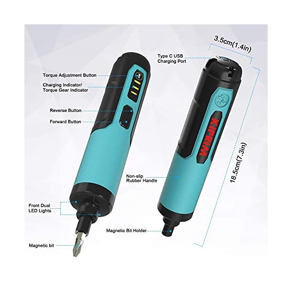 Mini Akkuschrauber,Kiprim Professional Akkuschrauber ES2,4V, 1.3Ah Li-Ion Akku mit Batterieanzeige, 2-Drehrichtung, LED… – Bild 5