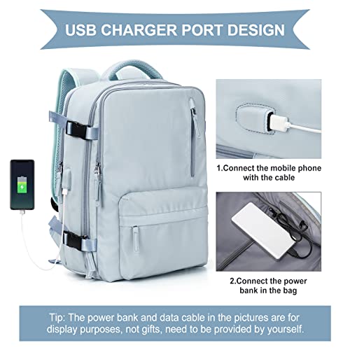 Large Travel Backpack Women, Carry On Backpack,Hiking Backpack Waterproof Outdoor Sports Rucksack Casual Daypack With Usb Charging Port Shoes Compartment, Blue #TOP4