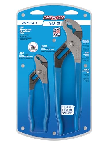Channellock Conjunto de alicate de lingueta e ranhura VJ-2 V-Jaw, 2 peças