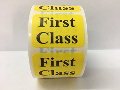 500 Labels 1-1/4x7/8 Yellow First Class Retail Mailing Stickers