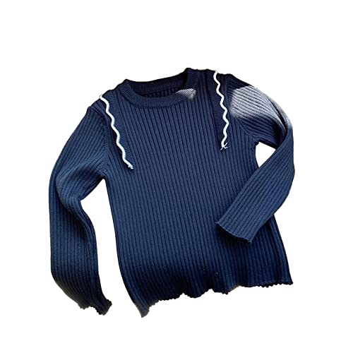 RNTOP Kids Toddler Sweaters Baby Girls Knit Sweater Ribbed Crewneck Tops Long Sleeve Pullover Warm (Black, 5-6 Years)