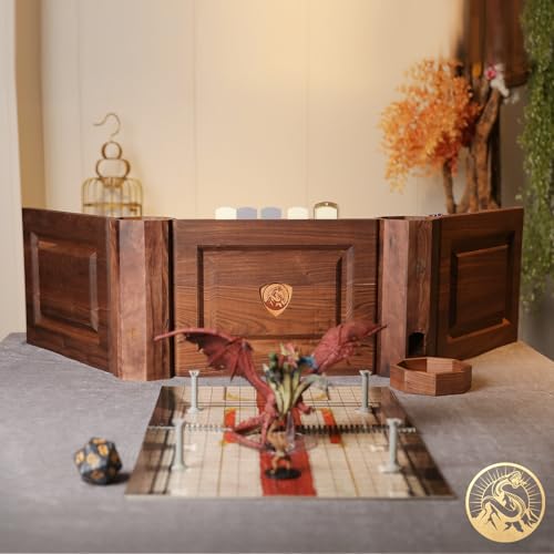 DM Screen in Black Walnut - Wooden Game Master Screen for DND 5e and COC Campaigns - Luxury Magnetic Game Master Screen Accessory for Dungeons & Dragons