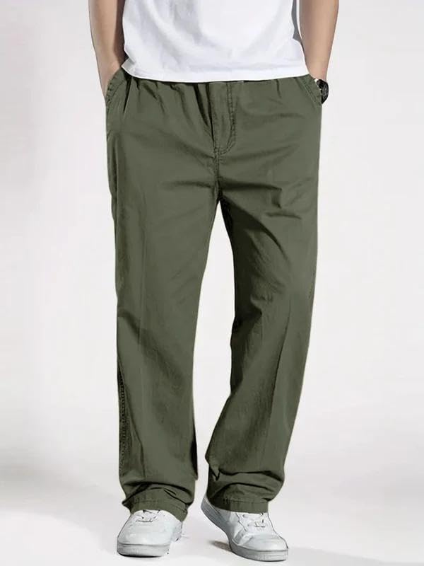 Image of Men's Pure Cotton Cargo Pants | Regular Fit Multi-Pocket Casual Trousers for Men | Solid Black Utility Cargo Bottom Wear | Comfortable Everyday Wear Pant
