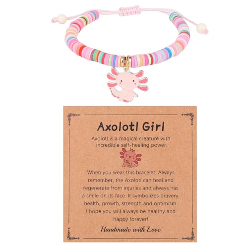 Mikovivi Bracciale Axolotl, Gioielli Axolotl Regolabili con Carta Braccialetto Elastico Kawaii per Ragazze Figlia Nipote Natale e Compleanno