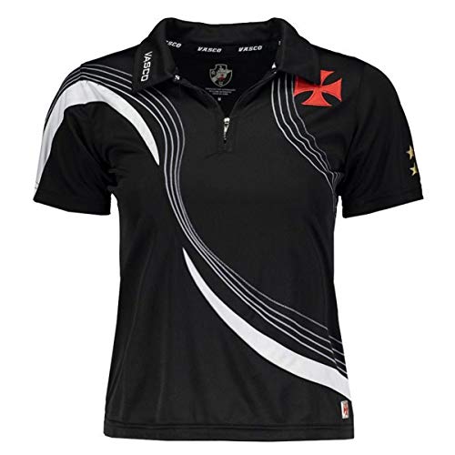 Camisa Polo Feminina Baby Look Vasco da Gama Logo Lateral Oficial